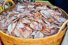 Sea Food At Market. Dry Calamari Stock Photography