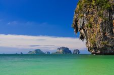 Ocean Coast Landscape With Cliffs And Islands At Phra Nang Bay Stock Photography