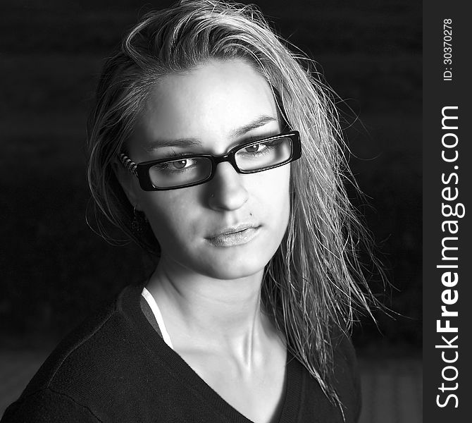 Portrait of a girl in glasses. Portrait of a girl in glasses