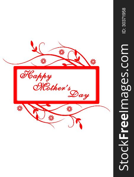 Mothers day greeting in red. Mothers day greeting in red