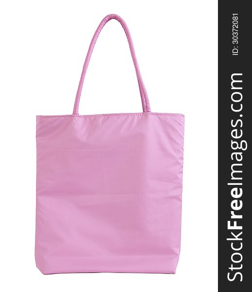 Pink fabric bag isolated on white with clipping path