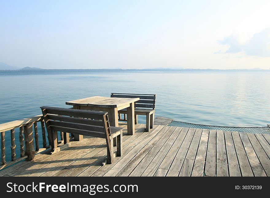 Table and chairs on a tropical beach resort. Table and chairs on a tropical beach resort