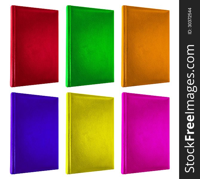 Set of colorful books cover isolated on white with clipping path