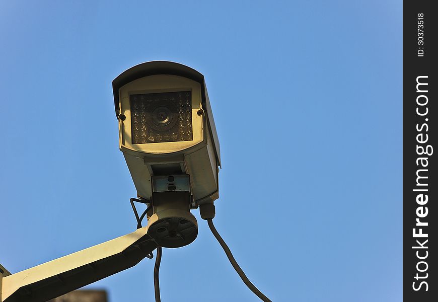 Front of CCTV camera in sunny day. Front of CCTV camera in sunny day