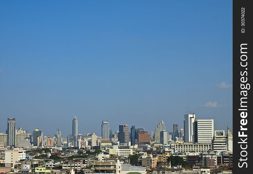 View of bangkok city in downtown area in sunny day