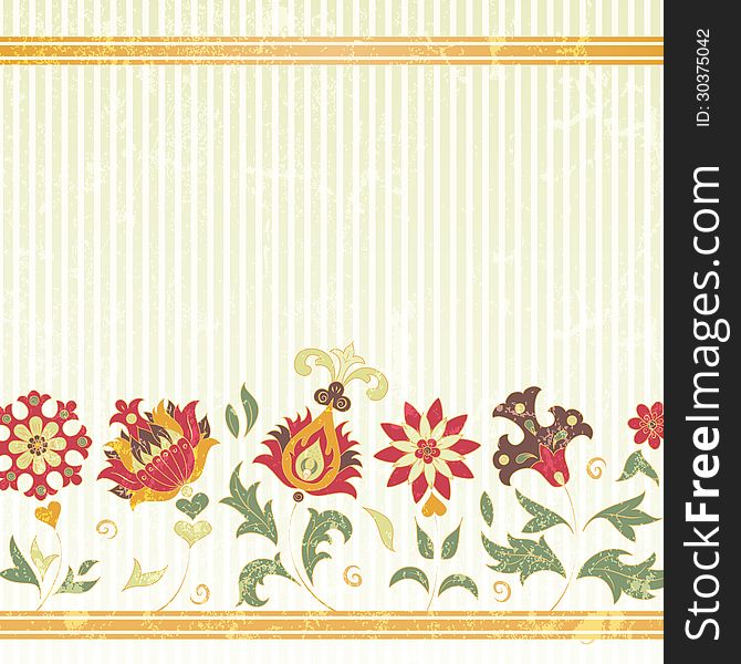 Floral background with retro flowers. CMYK. EPS 10 vector illustration. All elements are available under the clipping mask. Floral background with retro flowers. CMYK. EPS 10 vector illustration. All elements are available under the clipping mask.