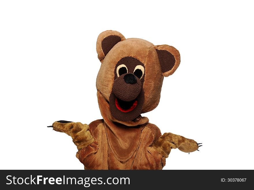 Funny bear costume isolated in whita