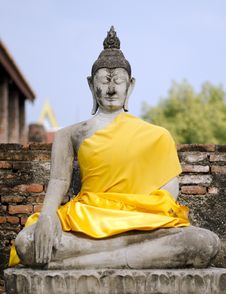 Ancient Buddha Statue At Wat Yai Chai Mongkol In Ayutthaya, Thai Stock Photography Ancient Buddha Statue At Wat Yai Chai Mongkol In Ayutthaya, Thai Stock Photography
