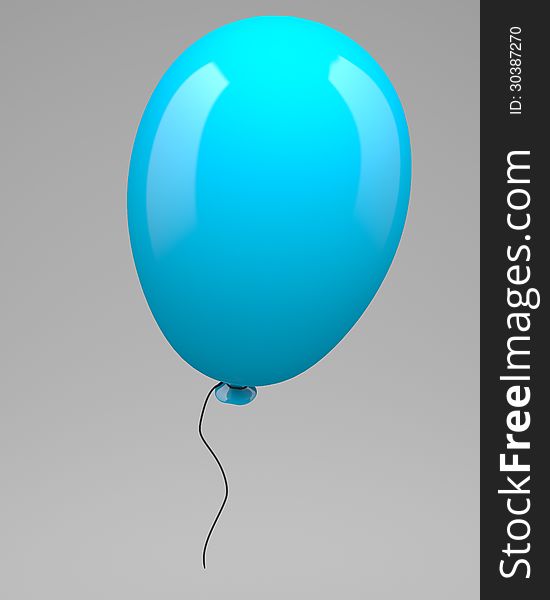 Blue balloon on grey background