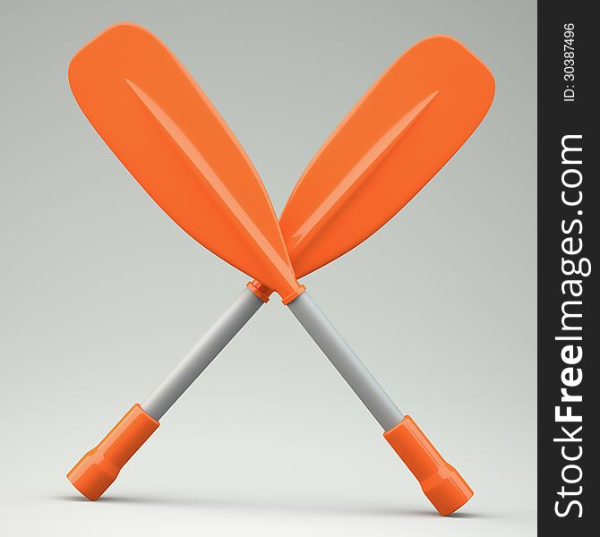 Two oars on grey background