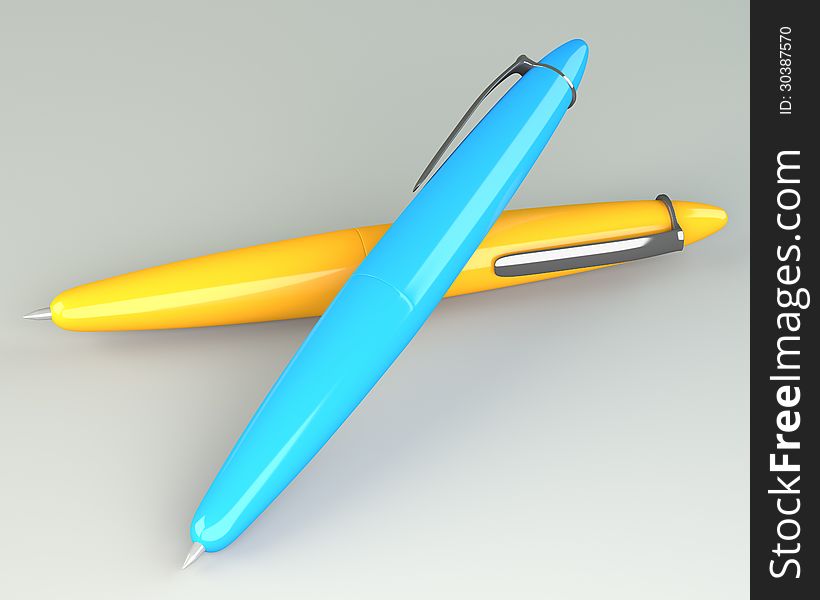 Yellow And Blue Ballpoint Pen