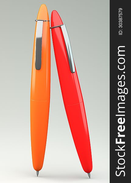 Orange And Red Ballpoint Pen