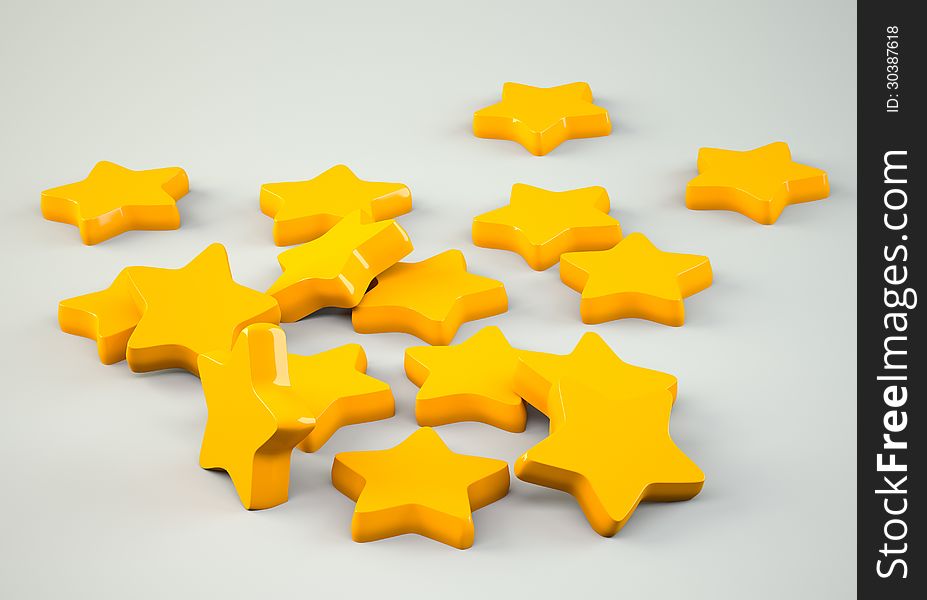 Golden stars scattered on grey background