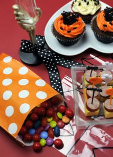 Happy Halloween Party Table - Vertical. Stock Images Happy Halloween Party Table - Vertical. Stock Images