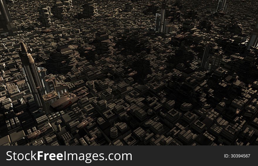 3d design. Huge and futuristic city Planet. 3d design. Huge and futuristic city Planet