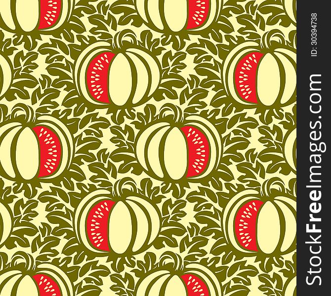 Vector seamless background with watermelons. Vector seamless background with watermelons