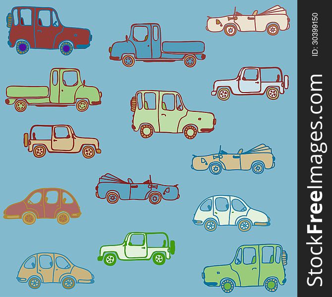 Cars different color on background. Cars different color on background