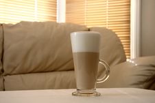 Cafe Latte In A Tall Glass Royalty Free Stock Image