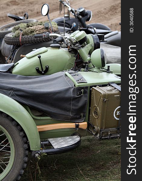 Old, vintage II world war soviet motorcycles