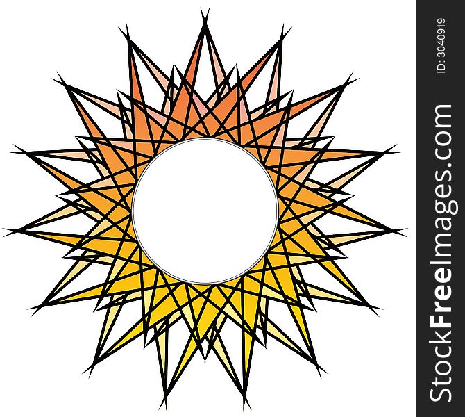 A geometric starburst pattern with a round opening for a frame or border. A geometric starburst pattern with a round opening for a frame or border.