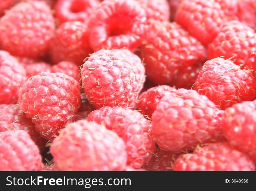 On a photo a raspberry, close up