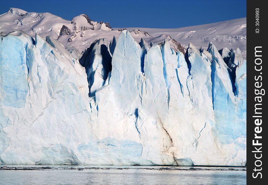 Up close shot of Perito Moreno Glacier in Argentina