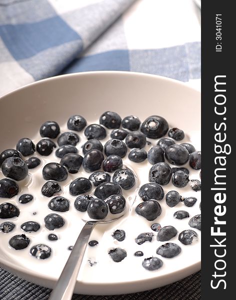 Bowl of fresh ripe blueberries in cream. Bowl of fresh ripe blueberries in cream
