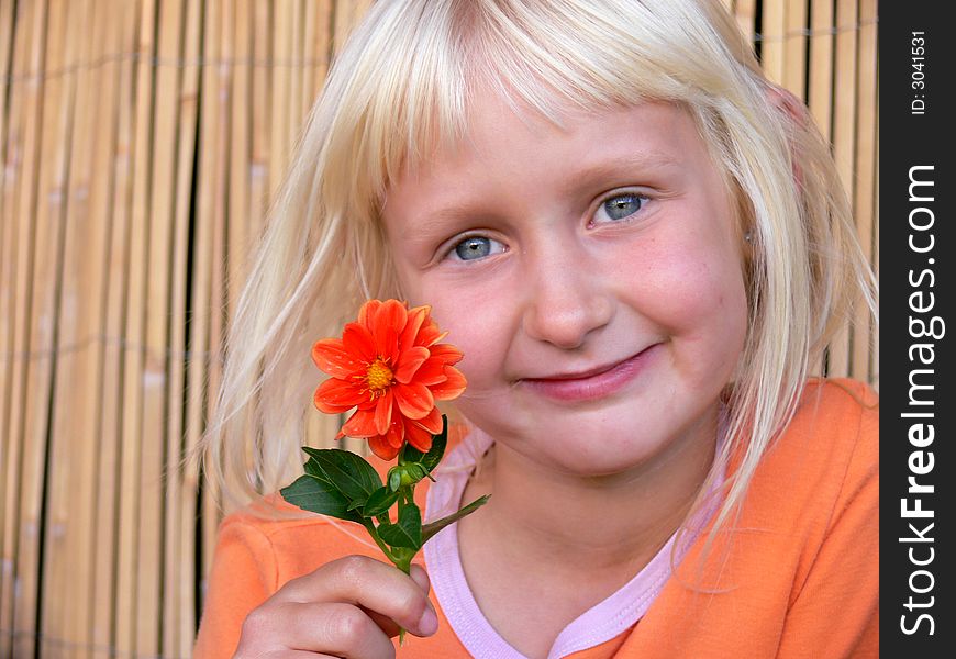 The girl with a  flower