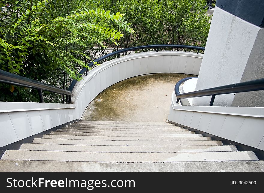 Shot from the top of an outdoor staircase. Shot from the top of an outdoor staircase