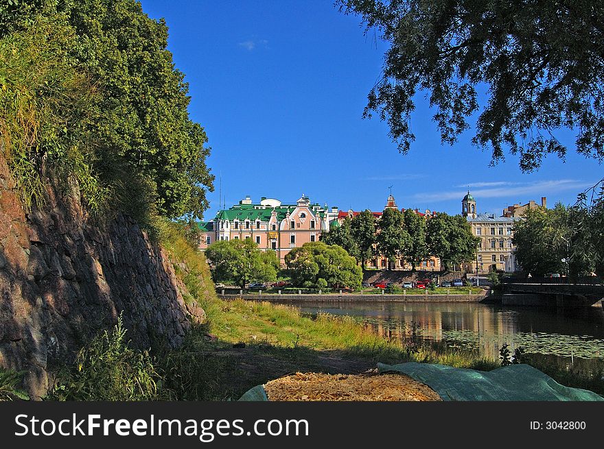 The view of historical part of the Vyborg taken from the Vyborg castle. The view of historical part of the Vyborg taken from the Vyborg castle