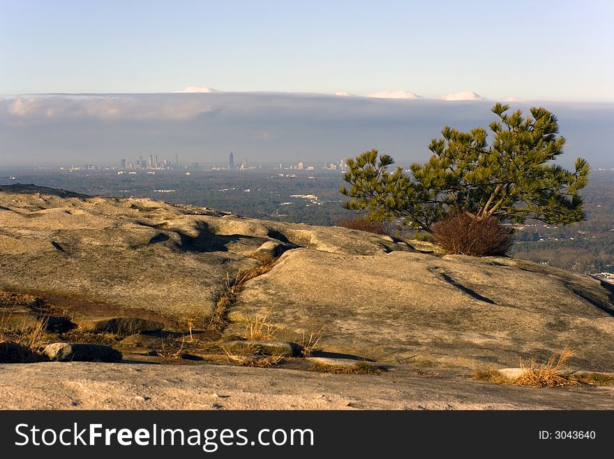 Atlanta view in the background in the morning