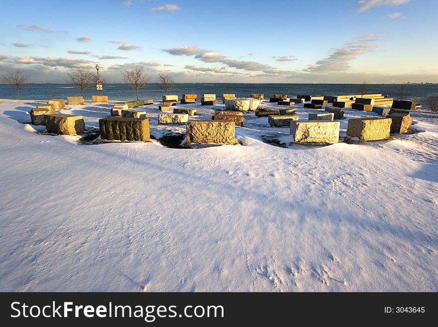 Stone Circle by the Planetarium in Chicago. Stone Circle by the Planetarium in Chicago