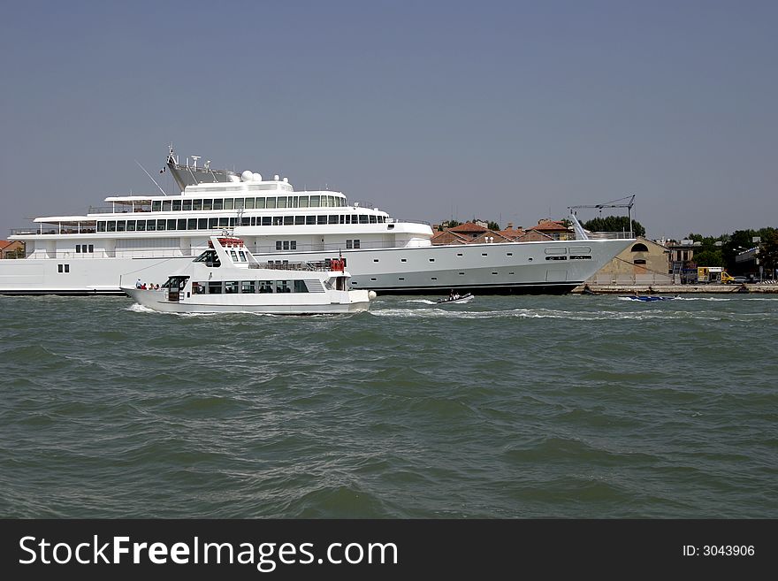 The sea liner at coast of Venice. The sea liner at coast of Venice