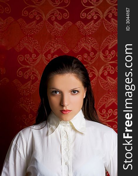 Portrait of a serious young woman. Portrait of a serious young woman