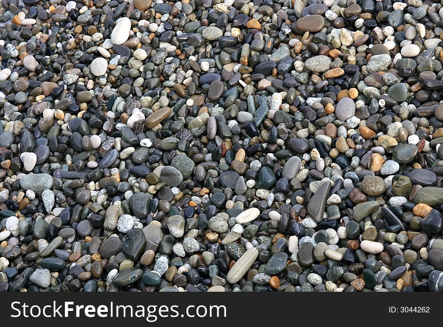 Various sea pebbles in the coastline. Various sea pebbles in the coastline