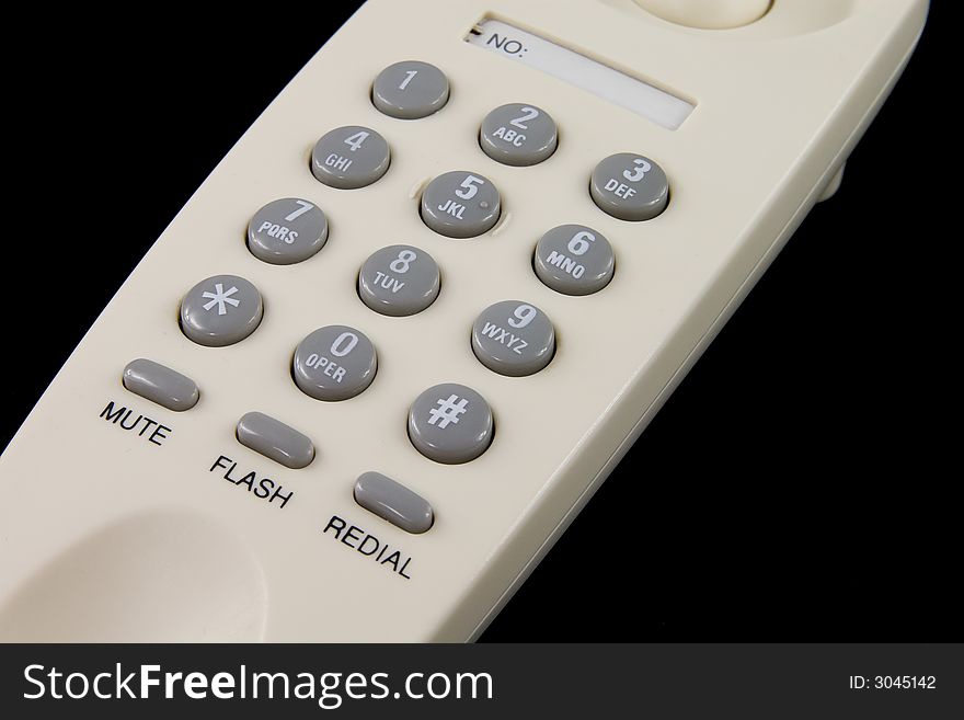 Telephone set keyboard isolated on black background