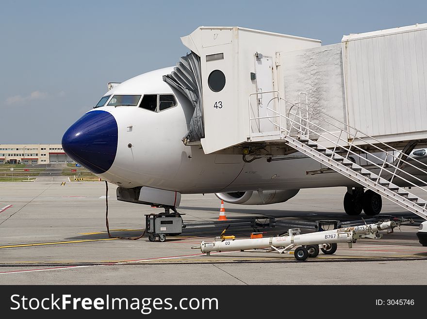 Airplane standing on the airport. Airplane standing on the airport