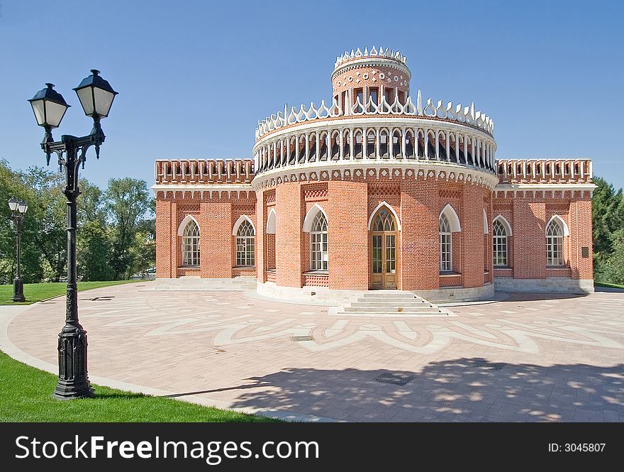 Tsaritsino reserve in Moscow. Restored building. Tsaritsino reserve in Moscow. Restored building