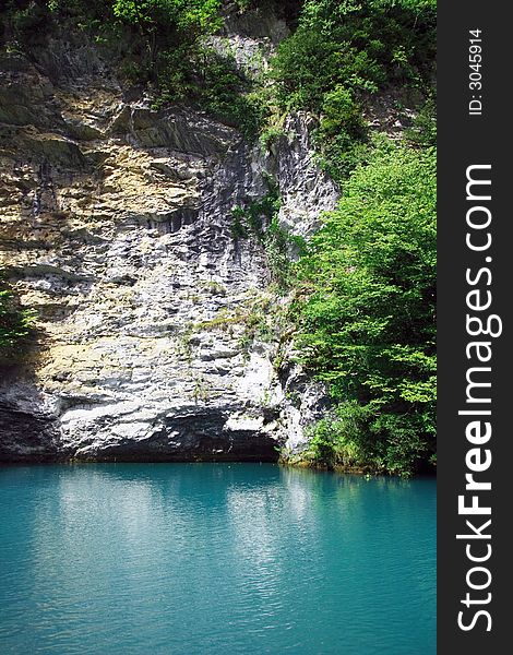 Blue lake in the Caucasian mountains. The Republic of Abkhazia. Blue lake in the Caucasian mountains. The Republic of Abkhazia.