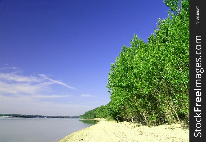 Sandy bank of the Danube river, Slovakia.