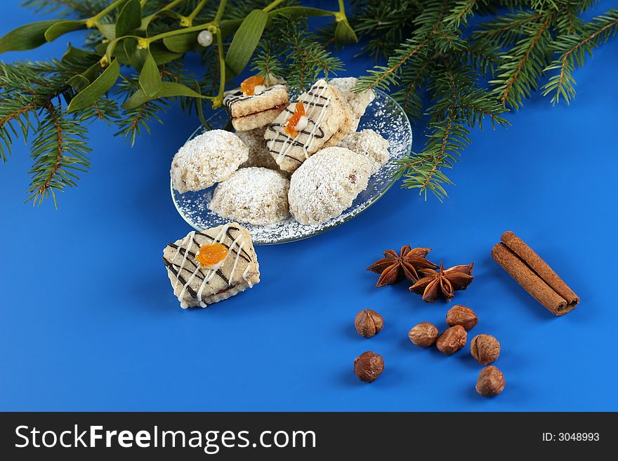 Christmas  cookies and spice and nuts. Christmas  cookies and spice and nuts