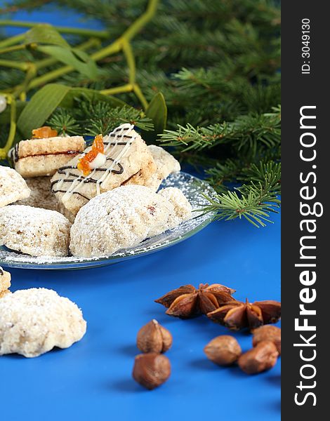 Christmas cookies with nuts and anise