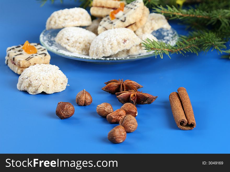 Christmas cookies with nuts and spice