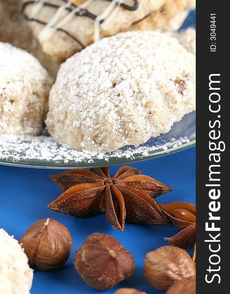 Christmas cookies and anise and nuts