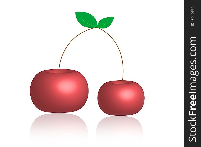 Fresh Red Cherries vector Illustration. Fresh Red Cherries vector Illustration.