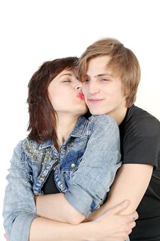 Young Caucasian Couple Kissing Royalty Free Stock Photos Young Caucasian Couple Kissing Royalty Free Stock Photos