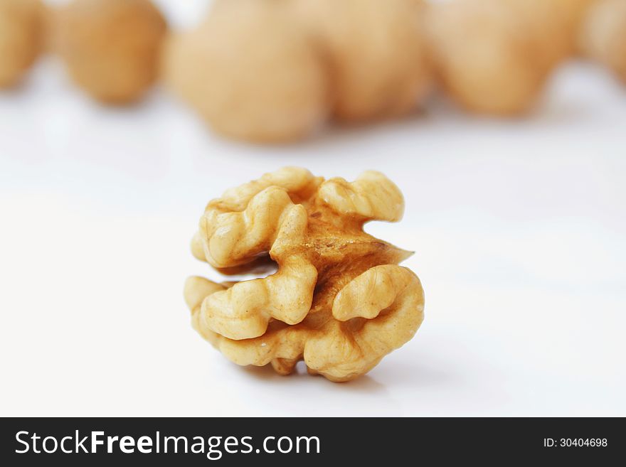 Walnuts On A White Background