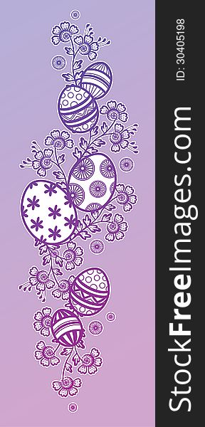 Easter decorative design with easter eggs and flowers for a vertical layout. Easter decorative design with easter eggs and flowers for a vertical layout