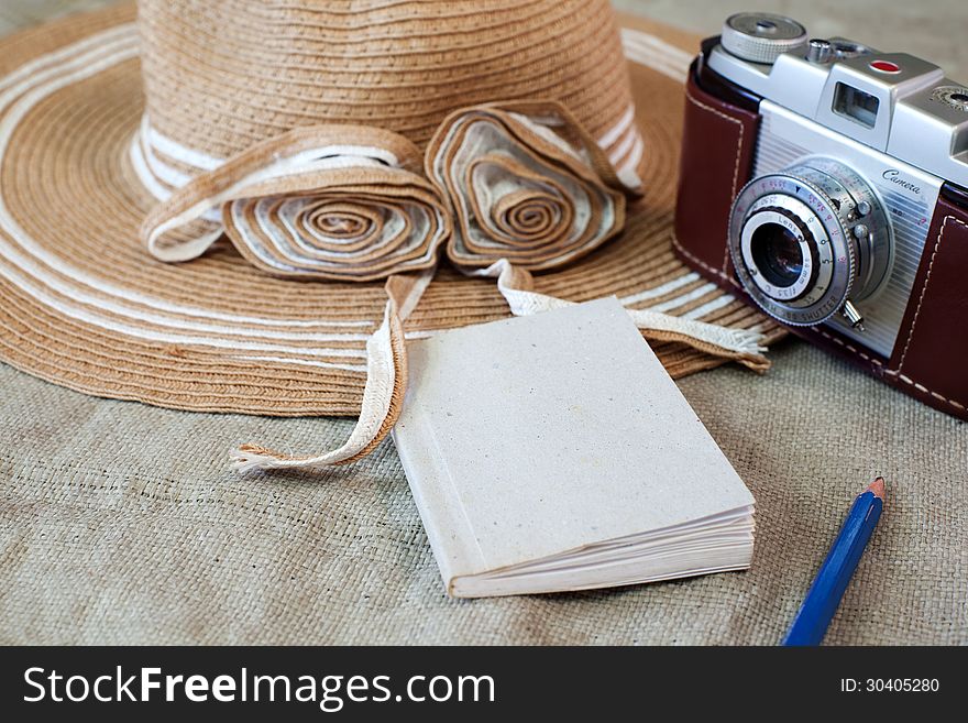 Still life with romantic vintage camera. Still life with romantic vintage camera