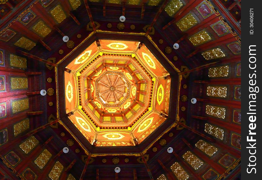 Ant eyes view of pagoda interior